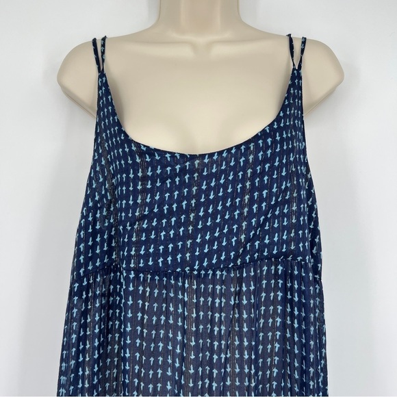 Free People Midnight Dance Print Spaghetti Strap Blue Sleeveless Maxi Dress - Picture 2 of 15